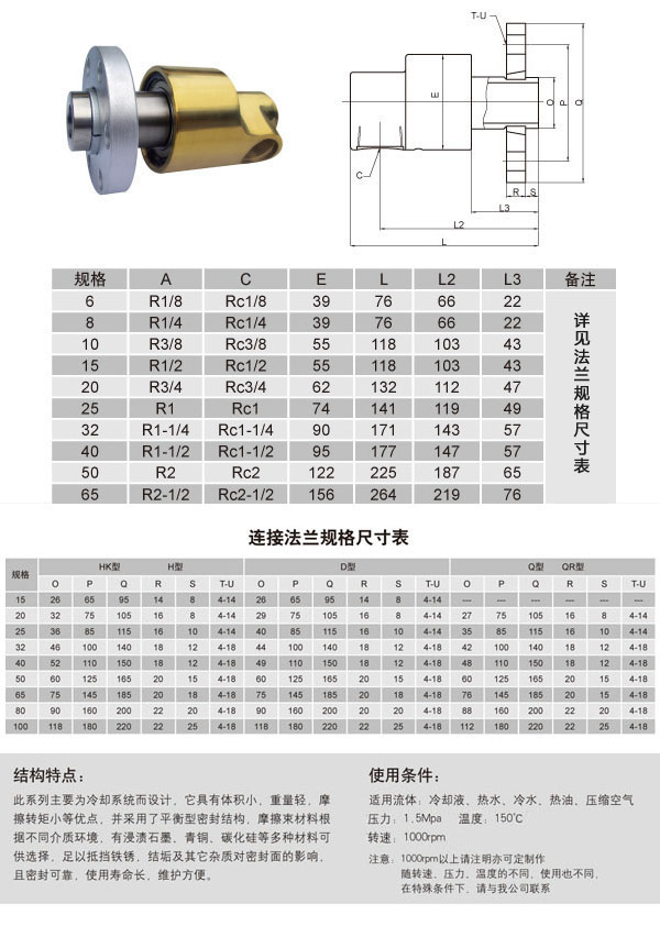 HDF型旋转接头参数